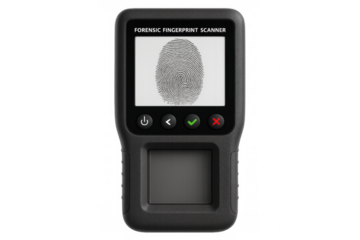 Forensic fingerprint scanner showing fingerprint on transparent background