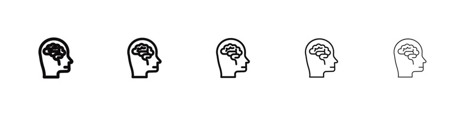 Human brain icon flat illustration set logo