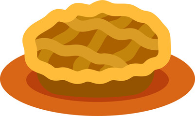 Golden-Crusted Lattice Pie on Brown Plate: Simple Dessert Illustration.