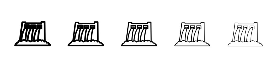 Hydroelectric dam icon flat illustration set logo