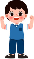 Confident Boy with Bowtie: Cartoon Illustration of Youthful Strength and Determination