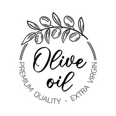 This vector illustration captures an elegant olive branch paired with a beautifully designed olive oil label, showcasing the essence of Mediterranean heritage, freshness, and premium quality in a