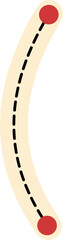 Curved Path: Dashed Line, Beige Band, Red Endpoints.