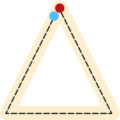 Geometric Triangle with Dotted Border and Overlapping Colored Circles, Minimalist Design.