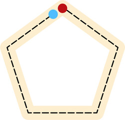 Pentagon Outline with Dotted Line, Red and Blue Dots.