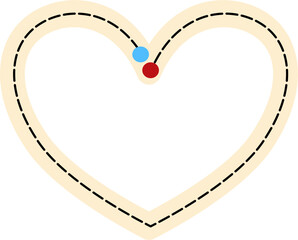 Dashed Outline Heart: Abstract Love Symbol with Red and Blue Dots.