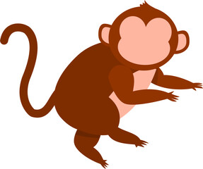 Cartoon Monkey, Brown Fur, Playful Pose, Vector Illustration.