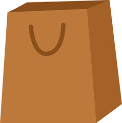 Simple Brown Paper Bag: Vector Illustration, Neutral Background, Shopping Icon.