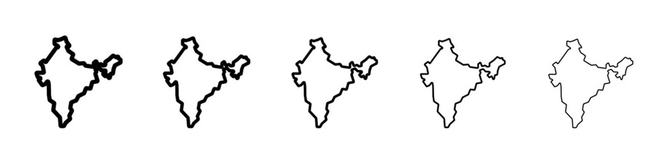 Indian map icon flat illustration set logo