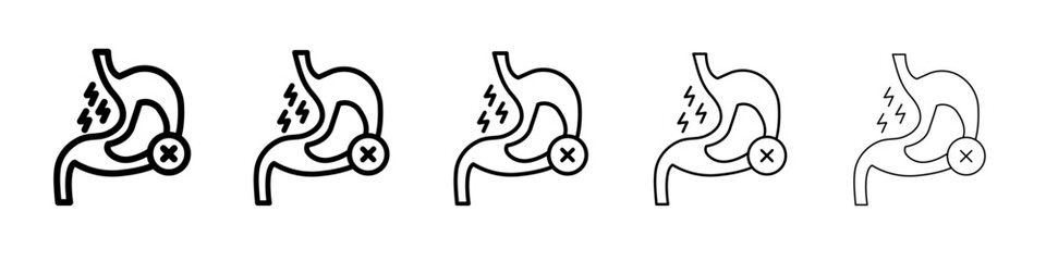Indigestion icon flat illustration set logo