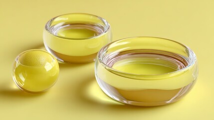 A yellow bowl with a ball in it