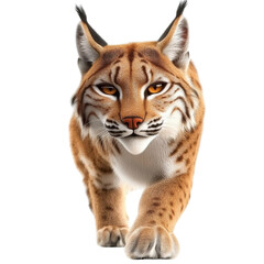 Obraz premium lynx walking forward on white background