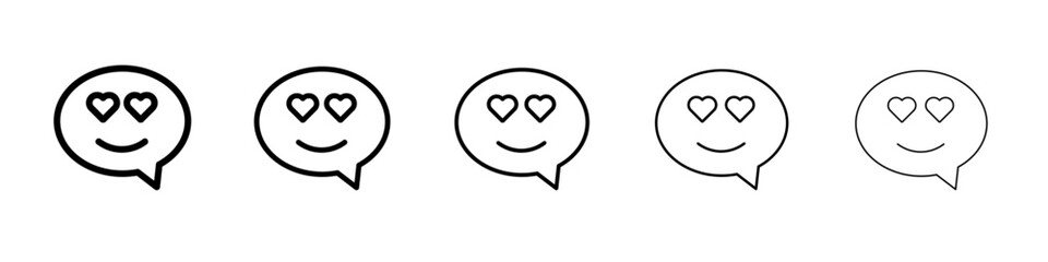Lady Love Smiley Message icon flat illustration set logo