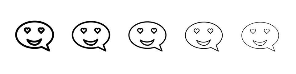 Lady Love Smiley Message icon flat illustration set logo