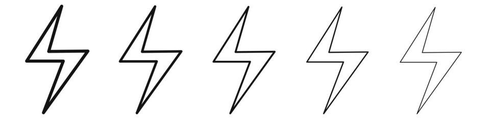 Lightning bolt icon flat illustration set logo