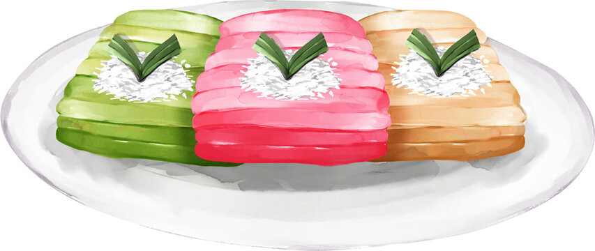 Gethuk Indonesian Traditional Food Watercolor Illustration