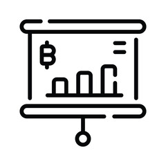 Well crafted outline icon of bitcoin presentation board