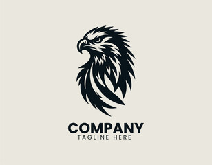 Obraz premium Fierce falcon head inside circular emblem combining aggressive bird portrait and dynamic line art style