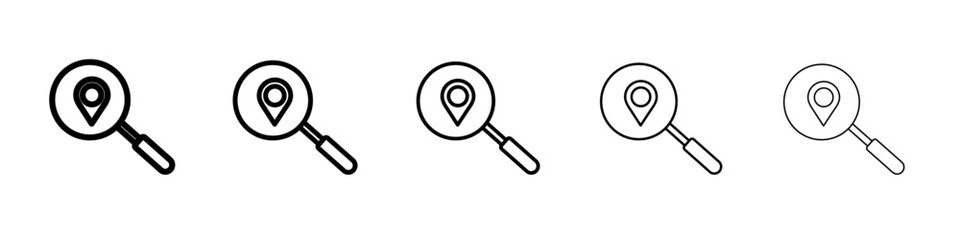 Location search icon flat illustration set logo