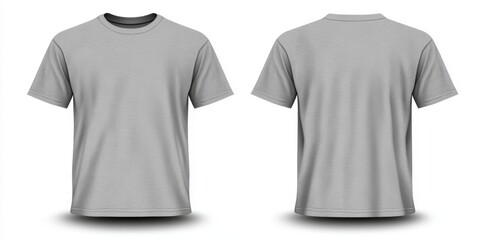 Isolated and showcasing a soft fabric texture, the Heather grey T-shirt is viewed from both the front and the back