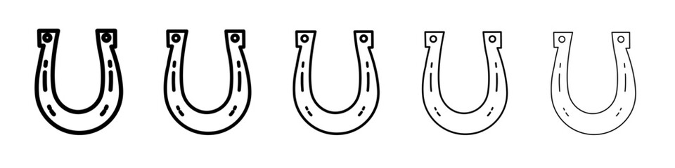 lucky horseshoe icon flat illustration set logo