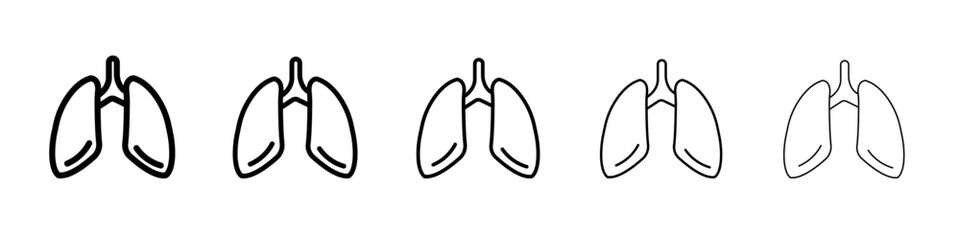 Lungs Icon flat illustration set logo