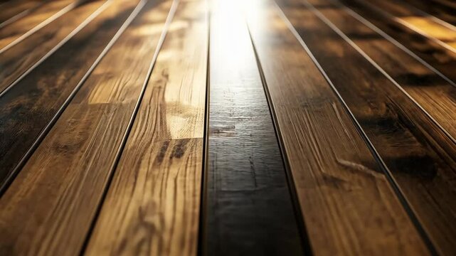 Rich brown wooden planks, angled perspective, light beams