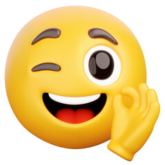 Winking Emoji with Okay Hand Gesture 3D Render