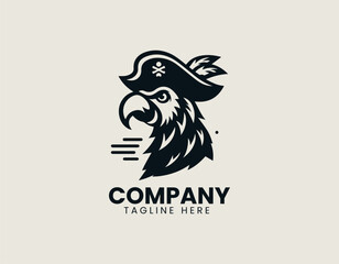 Obraz premium Pirate parrot mascot vector logo illustration design combining bird profile and nautical theme in bold style
