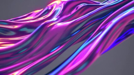 abstract flow of iridescent pink, purple, and blue liquid waves, symbolizing digital fluid motion, AI-generated art, futuristic materials, modern design, and holographic surface visualization - Powered by Adobe