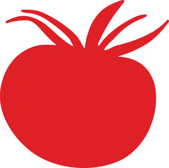 Red Tomato Silhouette Icon Simple Flat Vegetable Shape Isolated on White Background