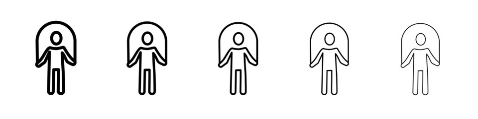 Man jumping with skipping rope icon flat illustration set logo