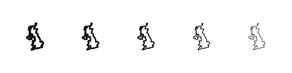 Map of england icon flat illustration set logo