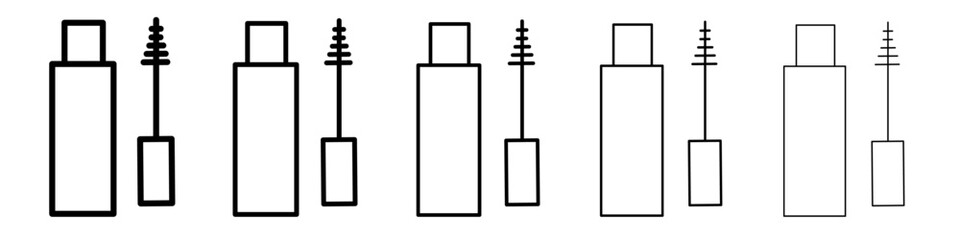 Mascara brush icon flat illustration set logo