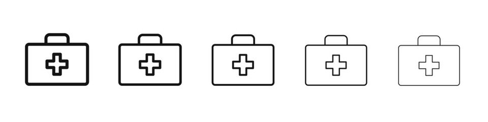 Obraz premium Medical aid kit icon flat illustration set logo