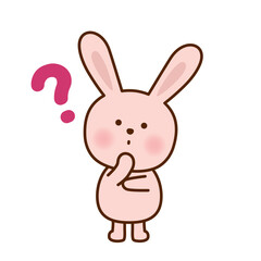 考え中のうさぎのかわいいイラスト