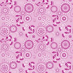 Seamless simple pattern with circles and decorative elements on red