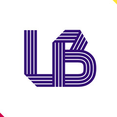 Parallel line monogram initial logo, combination of letter L and B. Best for name abbreviation.