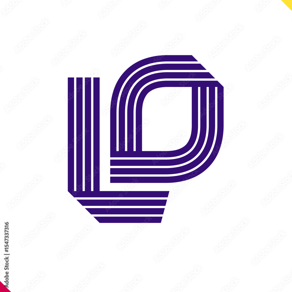 Fototapete parallel line monogram initial logo, combination of letter l and o. best for name abbreviation.