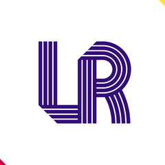Parallel line monogram initial logo, combination of letter L and R. Best for name abbreviation.