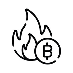 A trendy linear icon of bitcoin burn