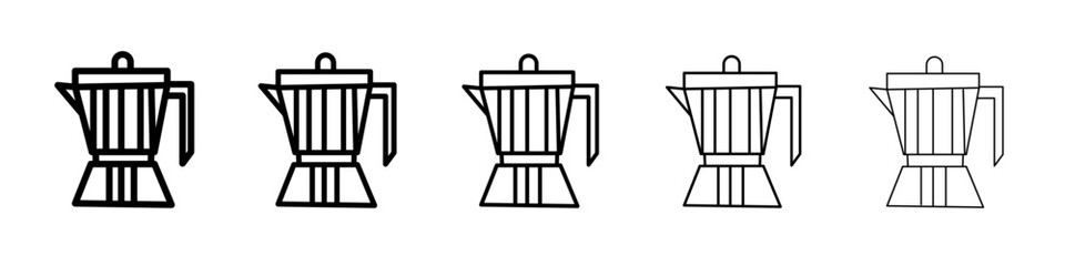 moka pot icon flat illustration set logo