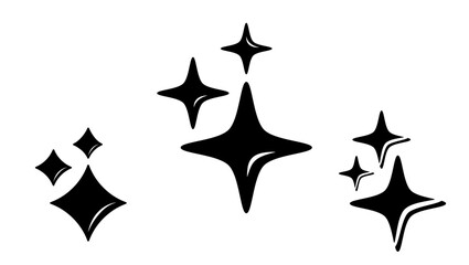 Sparkles Emoji, black isolated silhouette