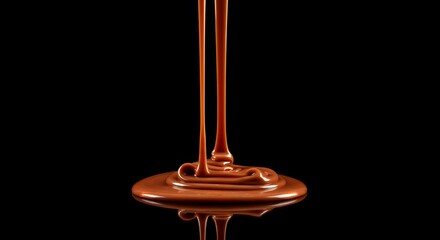 Luscious Caramel Stream: A Viscous Delight Against Black