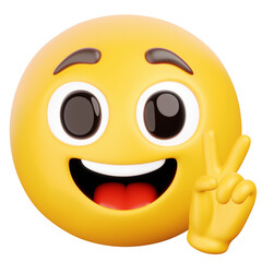3D Emoji Making a Peace Sign