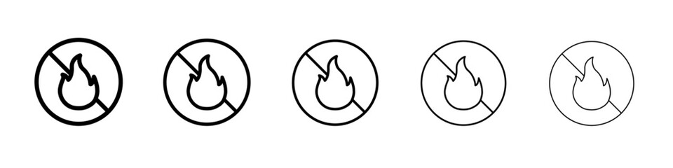 No fire icon flat illustration set logo