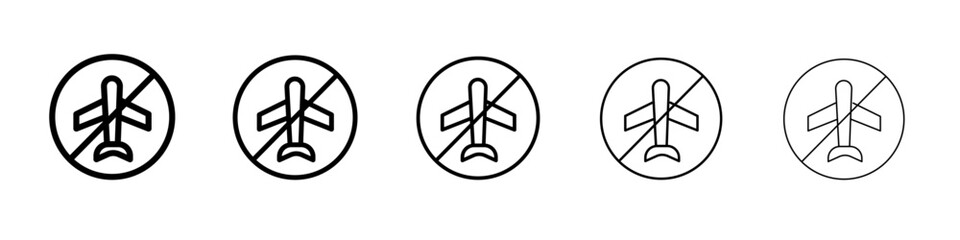 no flight or fly zone icon flat illustration set logo © Mincraft