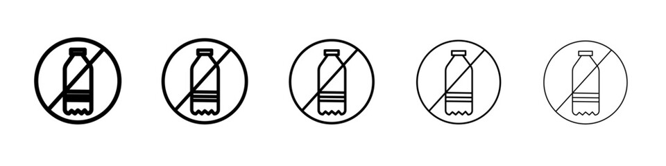 No plastic bottle icon flat illustration set logo