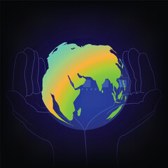 Global Data Analysis Hub: Futuristic Earth Globe with Interactive Charts and Interface