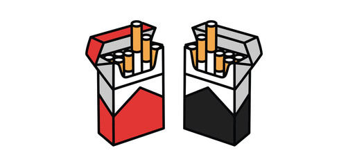 Open Cigarette Packs Red and Black Minimalist Design